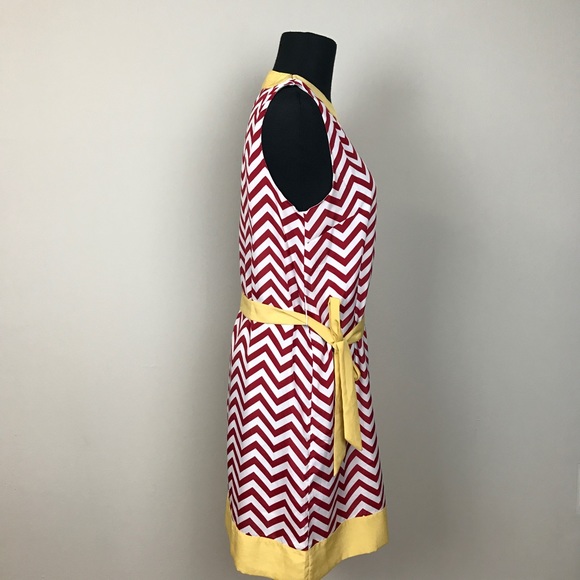 MUD PIE chevron print red white midi Small - Picture 4 of 8